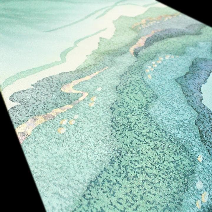 銘品美品】西陣老舗機元「植山茂八織物」白地 唐織刺繍 紋織「花喰い鳥