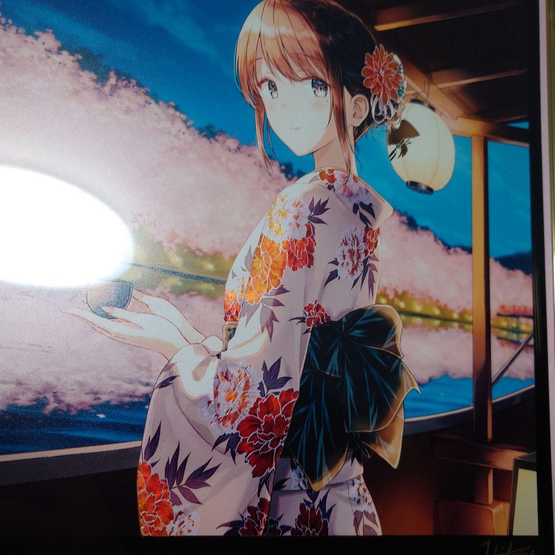 hiten先生 桜色舟遊 漆 版画 直筆サイン入り