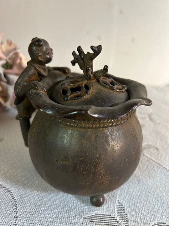 高岡銅器瑞雲作香炉 アンティーク インテリア