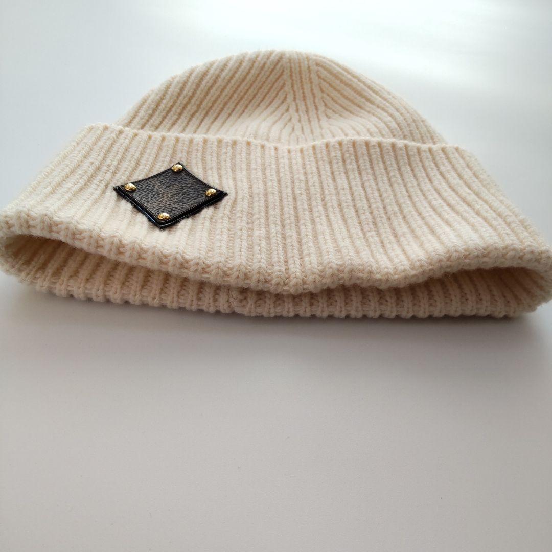 美品 ルイヴィトン 国内正規品 ニットキャップ ビーニー LVロゴ パッチ