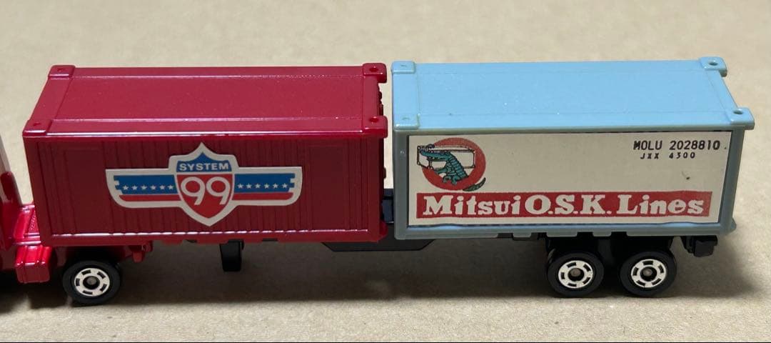 日本製 ロングトミカ 日野 セミトレーラー 海上コンテナ運搬車