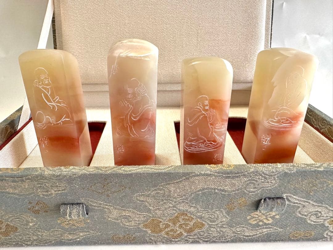 悟 道 仏 禅】美品 ラオス 水凍 印材 落款 遊印 雅号 浮き彫 薄