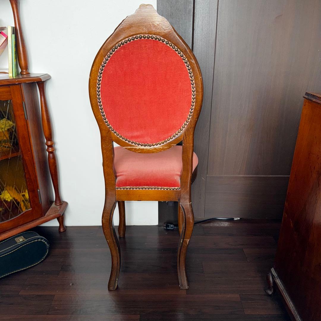 アンティークチェア ベロア レッド ピンク ウッド ミッドセンチュリー