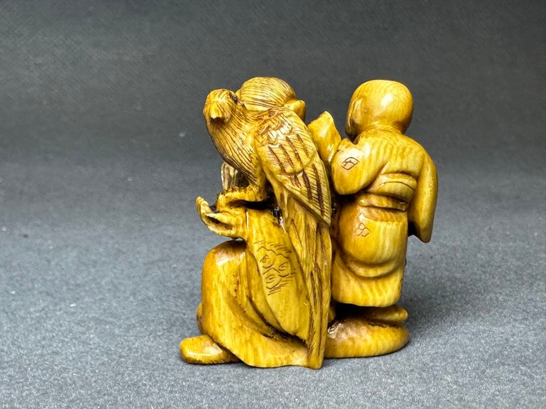 極上 江户 根付 オナガドリ 古美術品 置物 細密細工 骨董 アンティーク