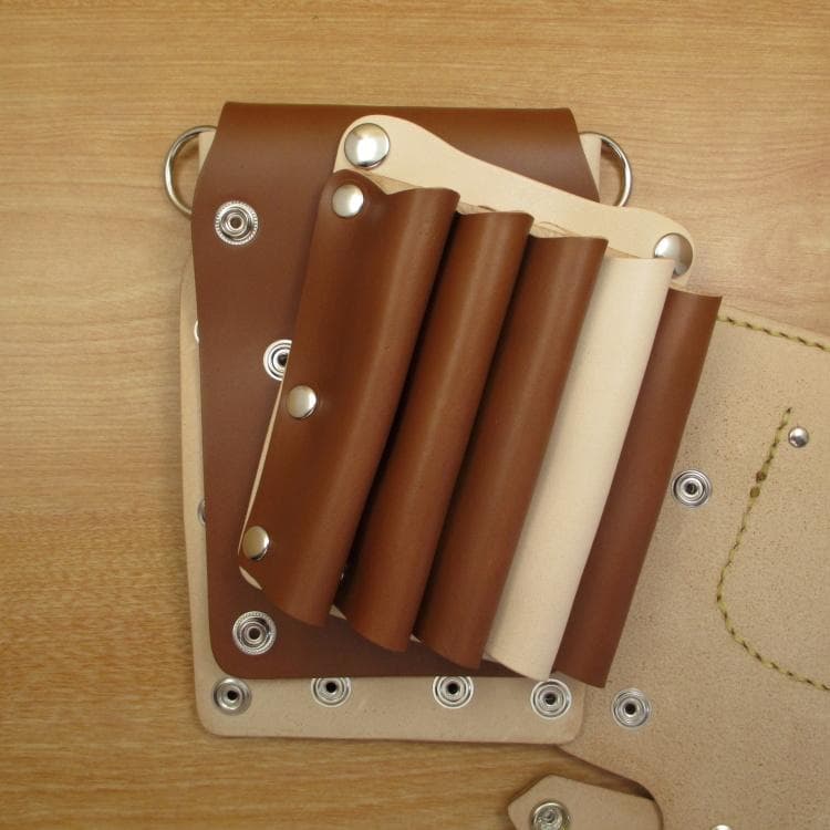 キャメル＆ナチュラル　５丁差し　本革シザーケース　SCA-39/CCA