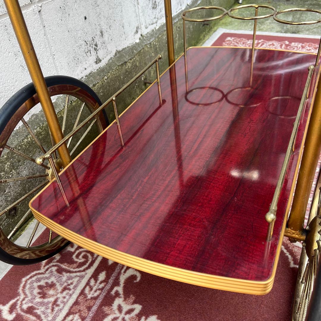 古家具 アンティークデザイン◾️キッチンワゴン 台車 木製ウッドハンドル