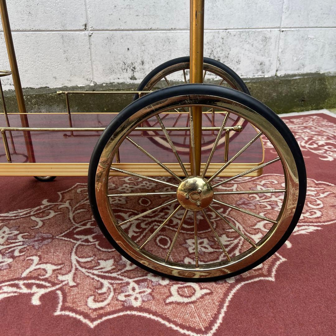 古家具 アンティークデザイン◾️キッチンワゴン 台車 木製ウッドハンドル