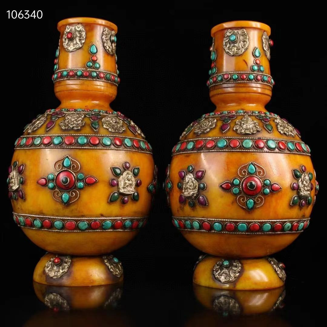 1595 古伊万里 色絵 江戸時代風俗図花瓶時代物