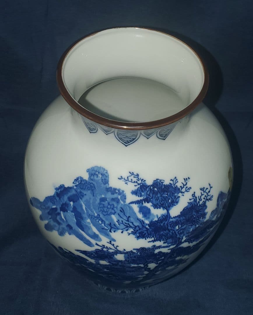 九谷焼正峰の山水花瓶