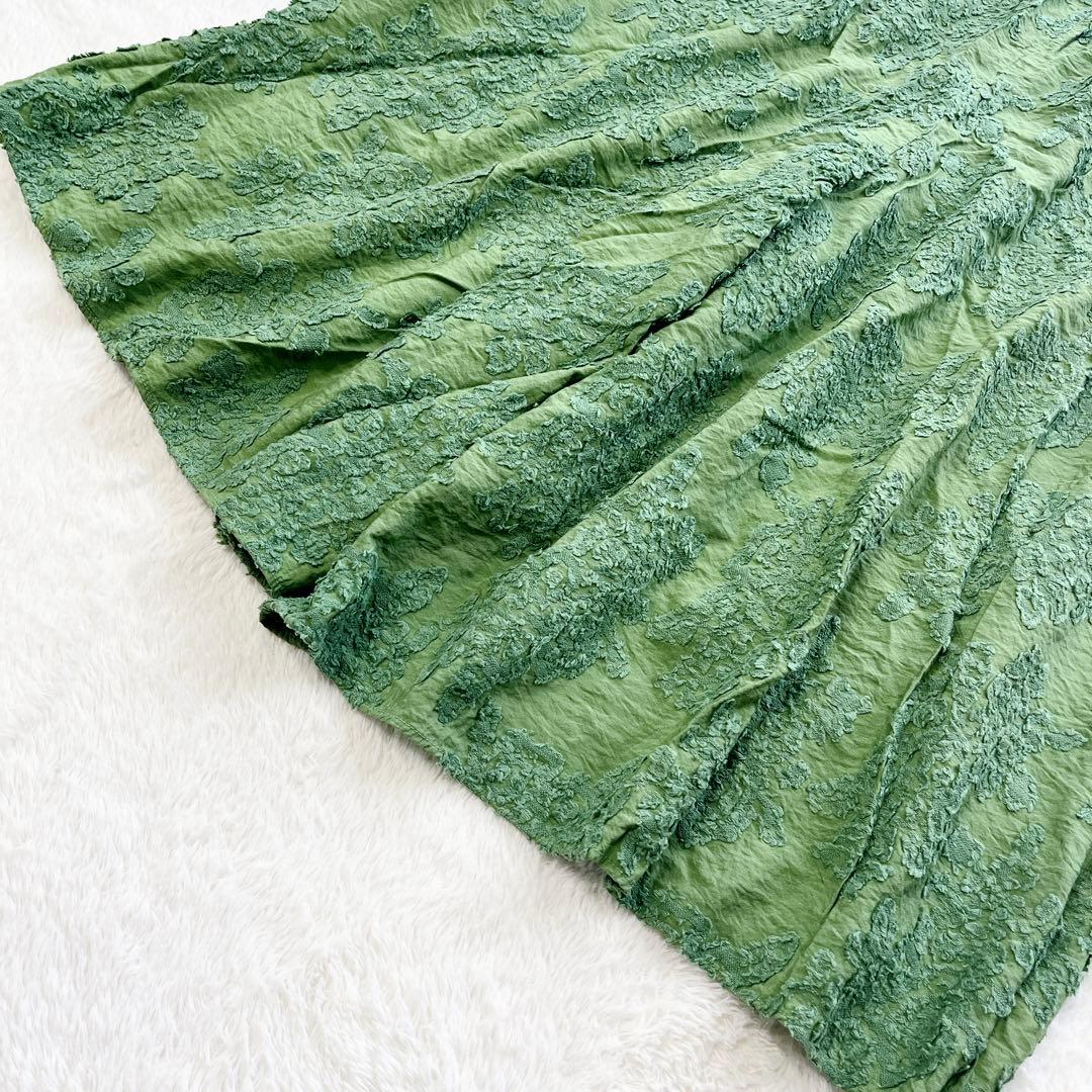 BEARDSLEY カットジャガードサルエルパンツ 緑 ゴム 刺繍 ゆったり