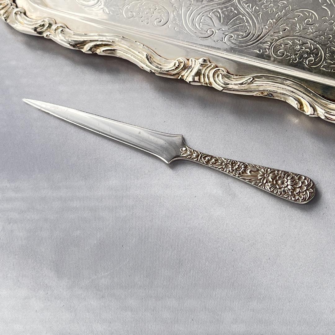 【S.Kirk & Son】【純銀】レターナイフ 花々が彩る スターリング