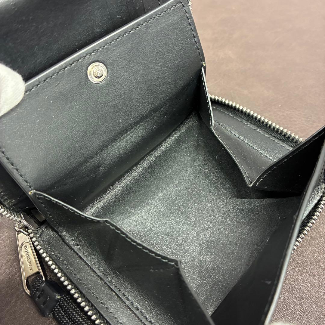 【鑑定済み・美品】Burberry TB ラウンドウォレット カラビナ付き