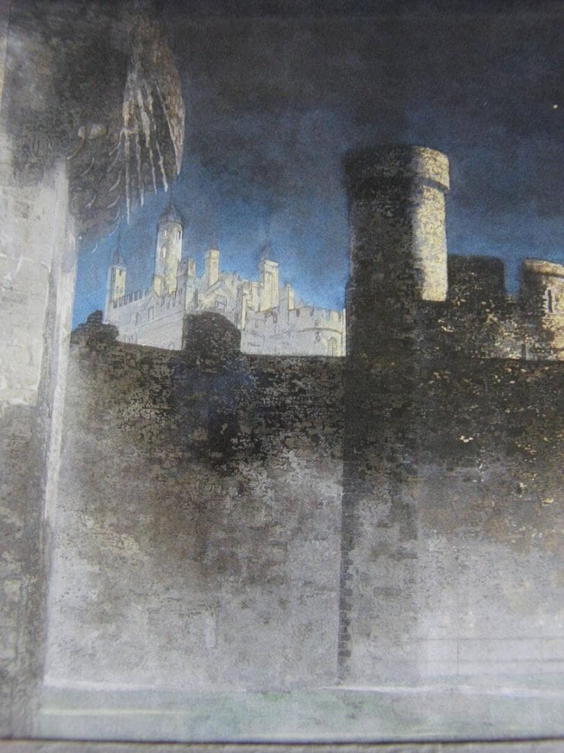 清水由朗、「望楼」、希少画集・額装画、日本製・新品額縁にて額装致します、状態良好