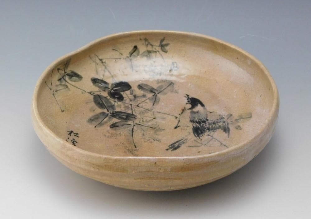 鳳凰堂】吉賀大雅『萩焼 菓子鉢』茶道具 菓子器 絵萩 河村松渓 真