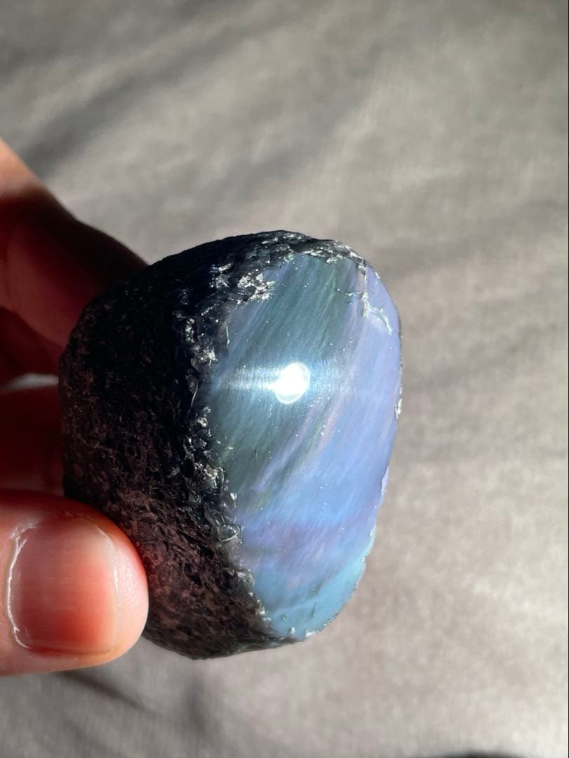研磨品 十勝石玲瓏 ブルー、パープルシラー レインボーオブシディアン