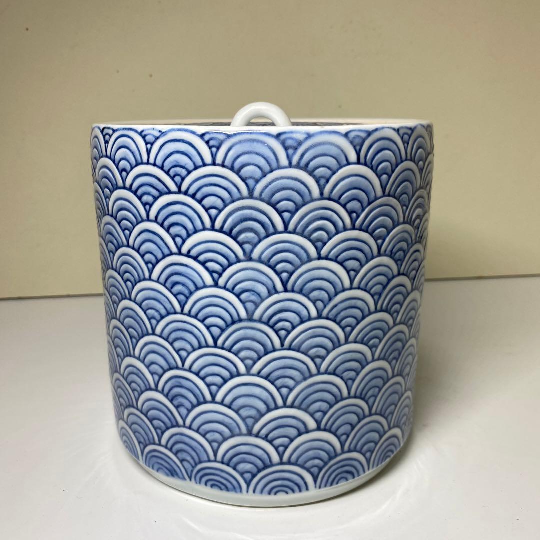 【茶道具】喜兵衛造　青海波水指（共箱）