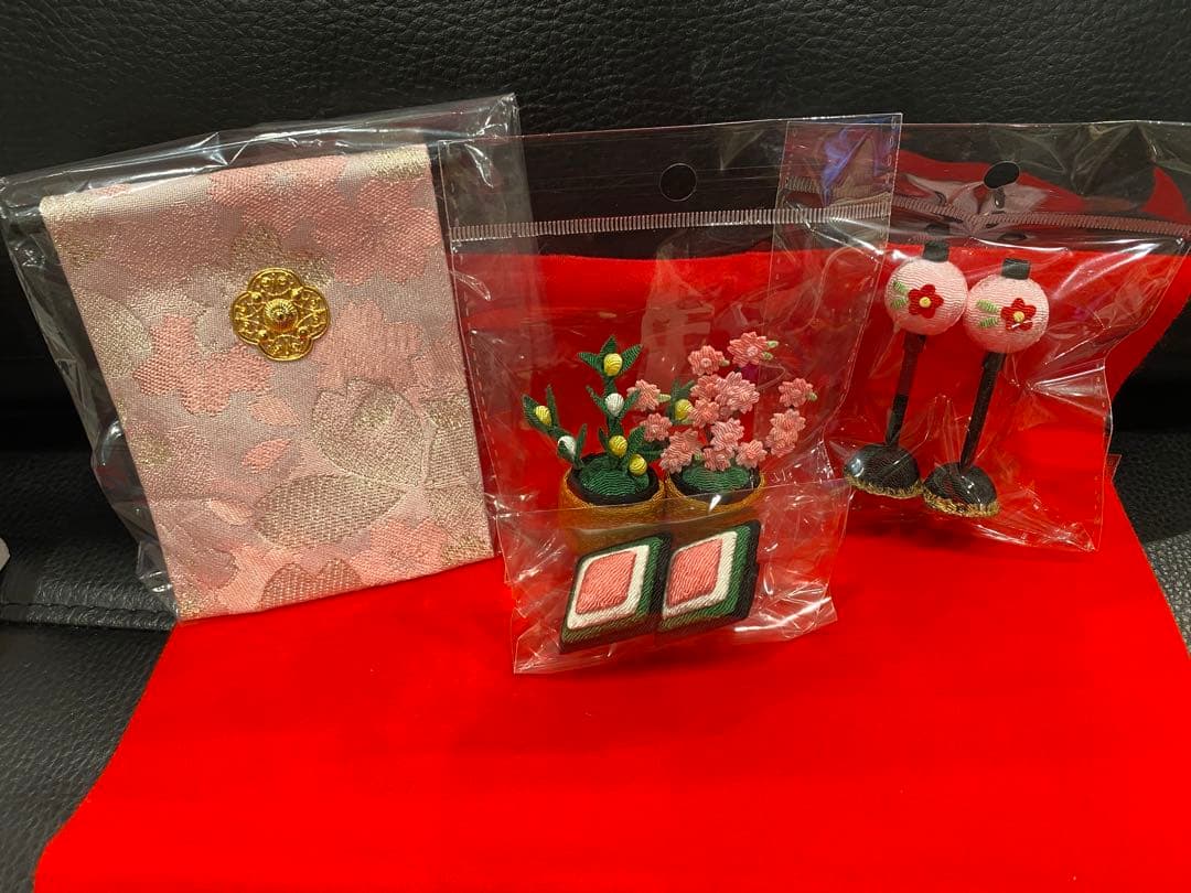 雛人形 コンパクト ちりめん ひな人形 桃花台飾り5人揃い