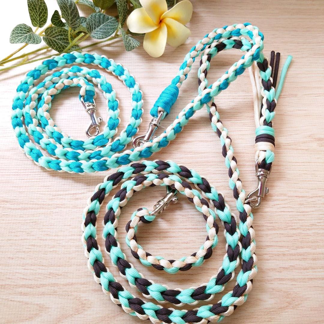 販売 パラコードリード カフェリード ハート編み ターコイズブルー №070