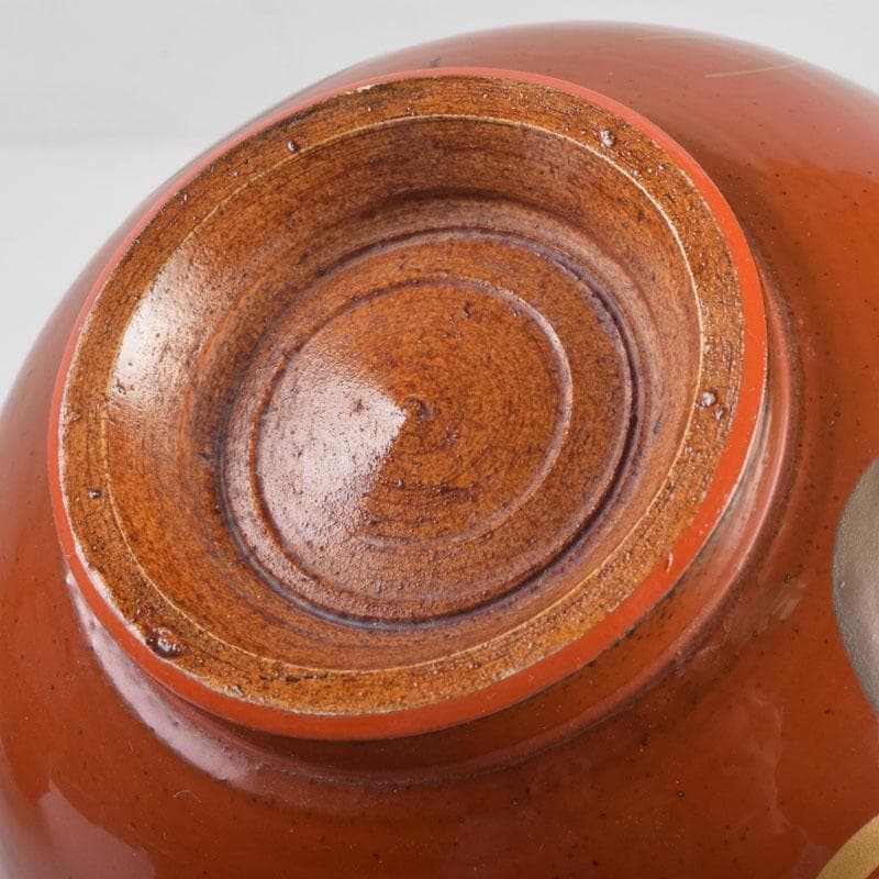 茶道具　春斎銘　陶蒔絵　黒塗　朱塗　波筏瓢箪蒔絵　茶碗　一対　V　8409