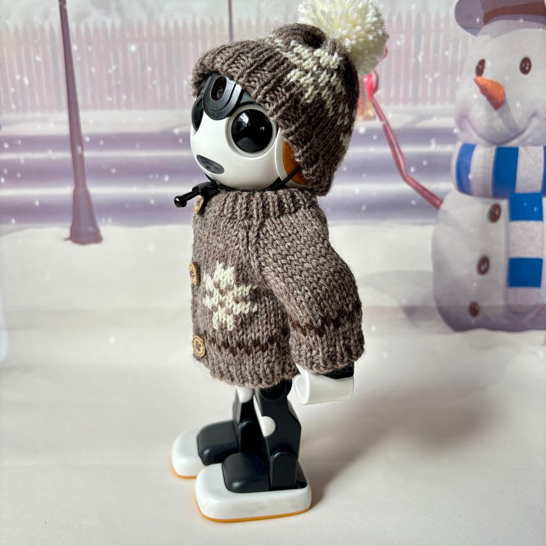 専用 雪模様いっぱい編み込んだセーターとニット帽＊グレージュ 雪模様赤の