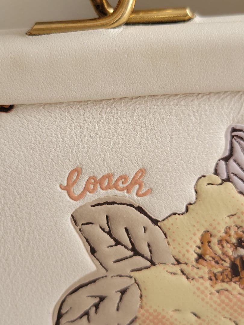 COACH コーチ がま口 ケース 小銭入れ 花柄 フローラル レザー