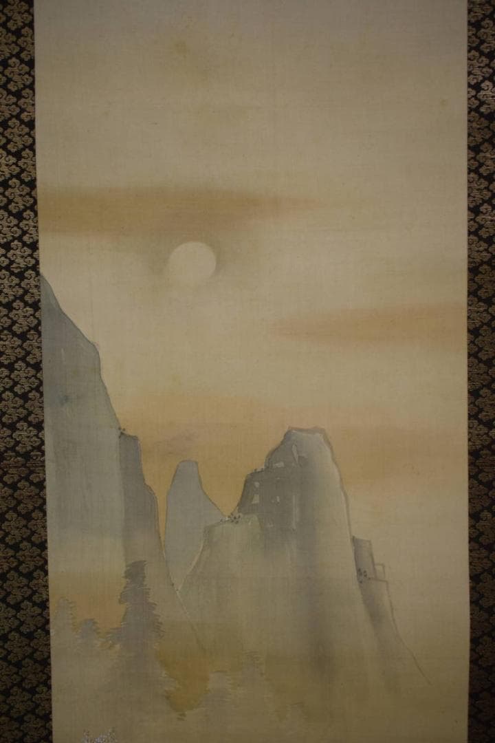 真作/狩野伊川院/人物山水図/三幅/金襴表装/布袋屋掛軸HG-