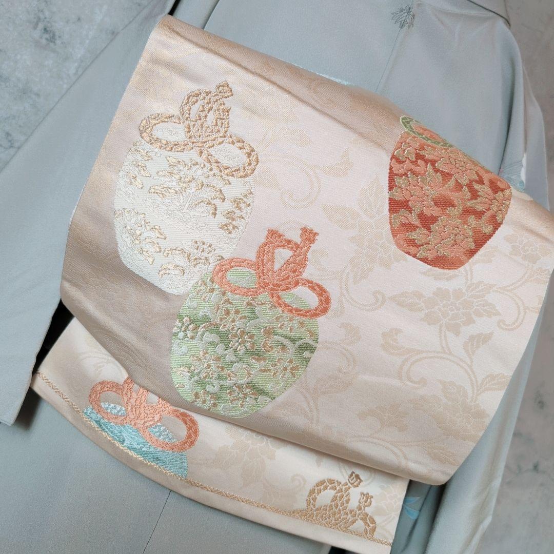 訪問着 フルセット 加賀友禅 虫食い 着物 正絹 花 祝い事 落款 E1