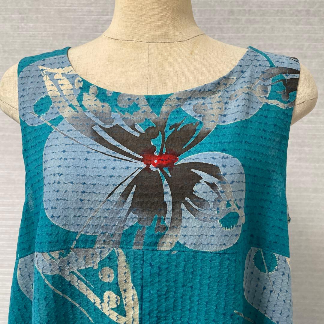 着物ワンピースAラインマキシ丈【127】浴衣反物M〜L