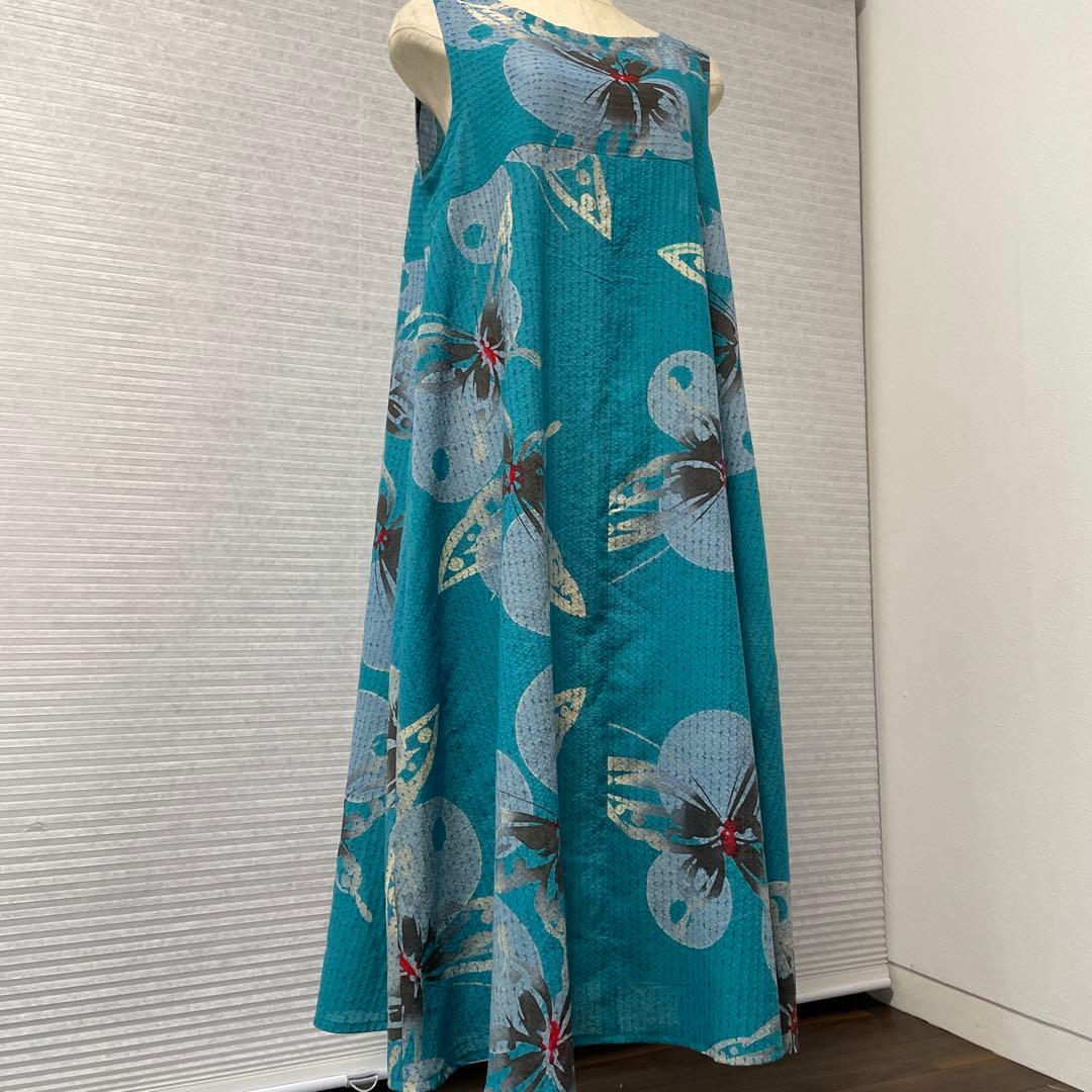 着物ワンピースAラインマキシ丈【127】浴衣反物M〜L