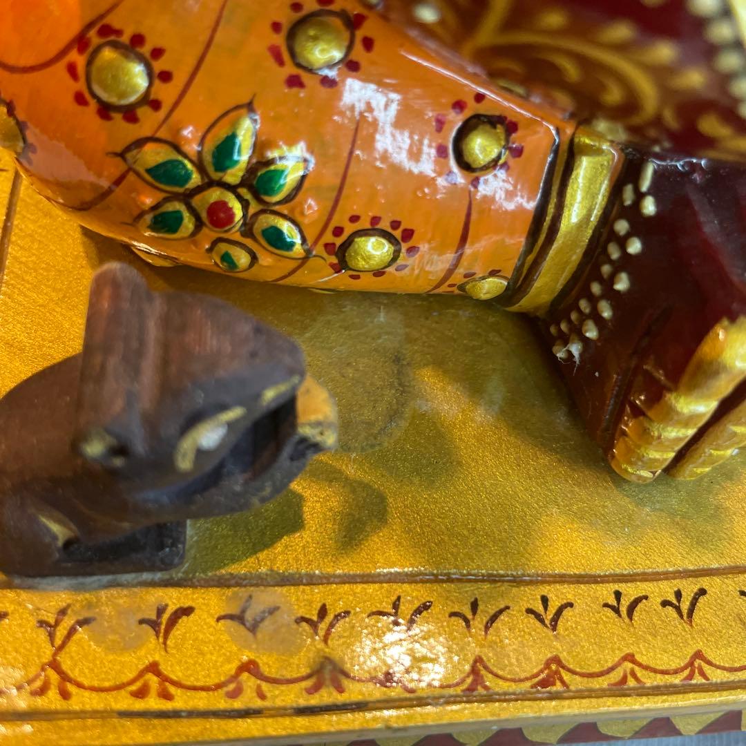 呪物】ガネーシャ像 赤と金 約20cm インテリア置物