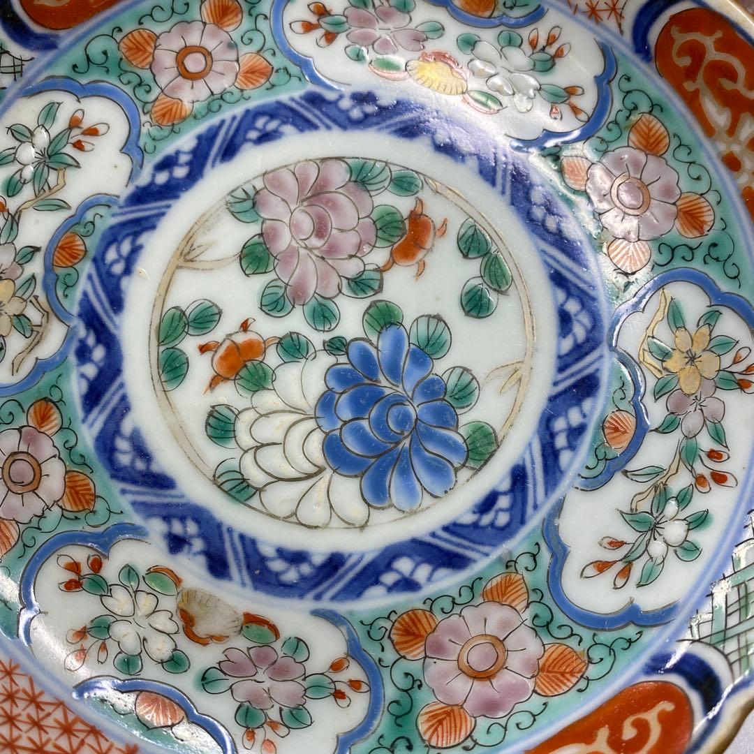 古伊万里 上手赤絵中皿10枚 幅約15.5㎝ 東Y7-0312☆