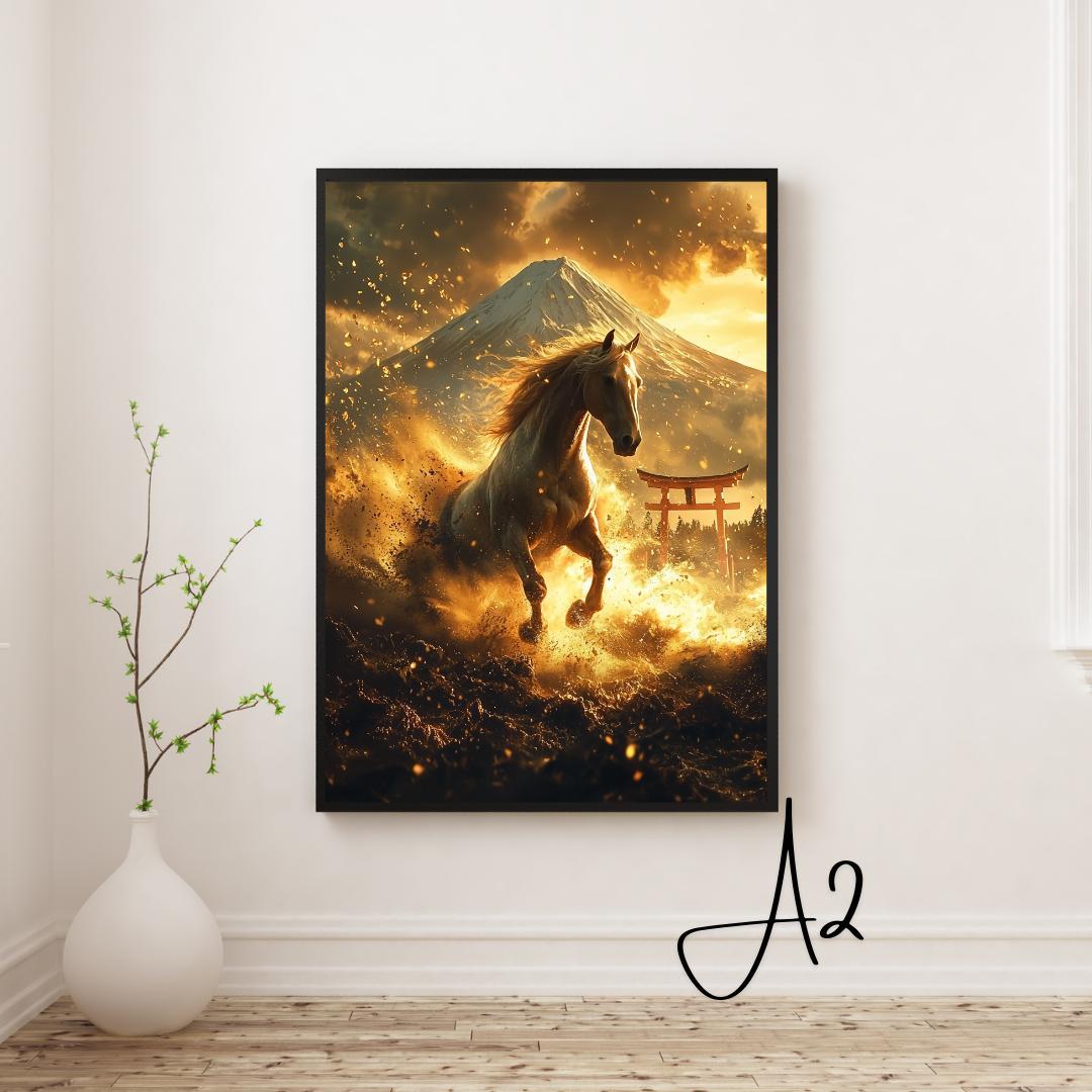 黄金の躍動が未来を切り拓く ☆ 2026年干支馬 No.29 ☆ 開運アート