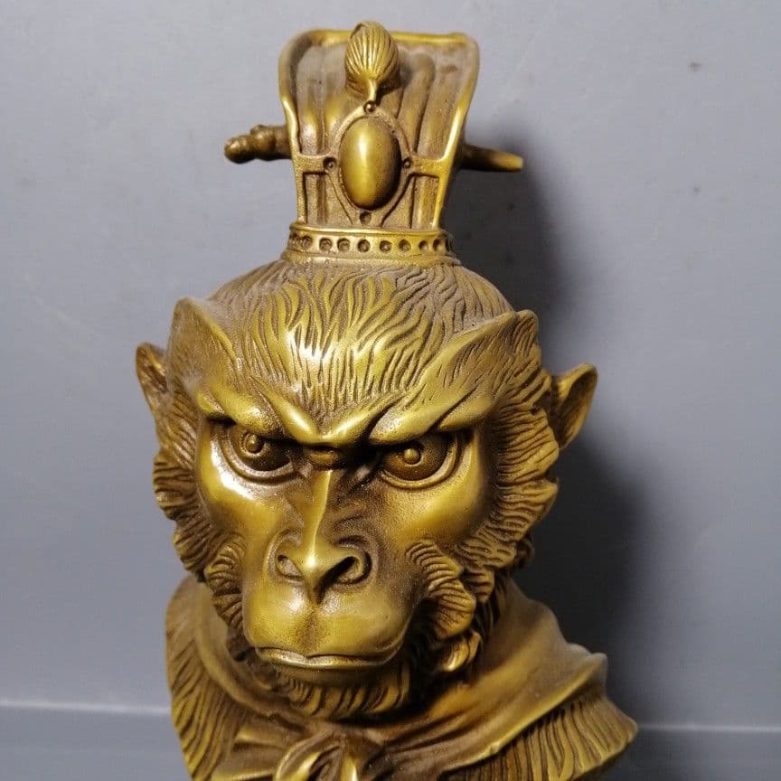 銅器 斉天大聖孫悟空銅像 美猴王神像 玄関 書架 茶台 客間 装飾品 工芸品置物