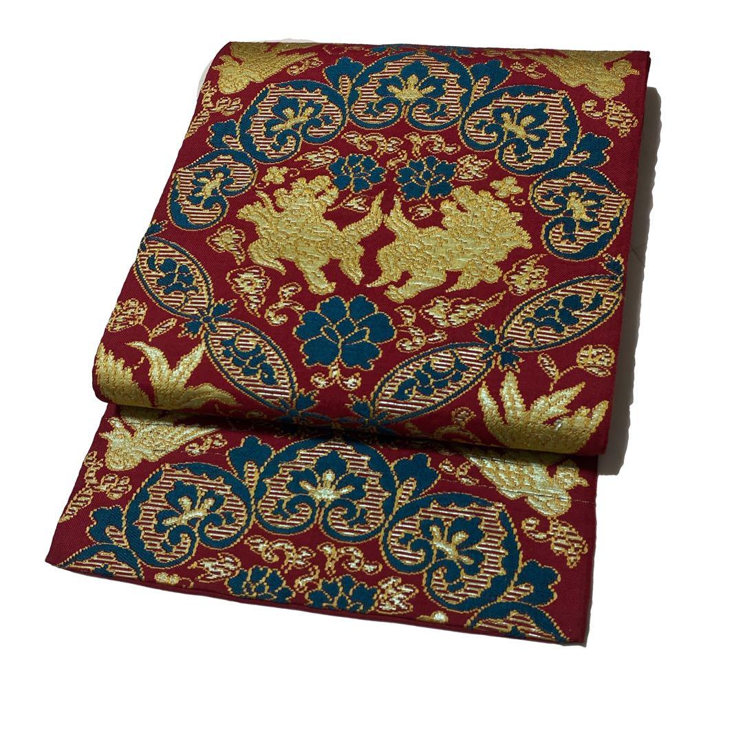 唐織 袋帯 利休唐文 唐獅子紋様 織文意匠鈴木：唐