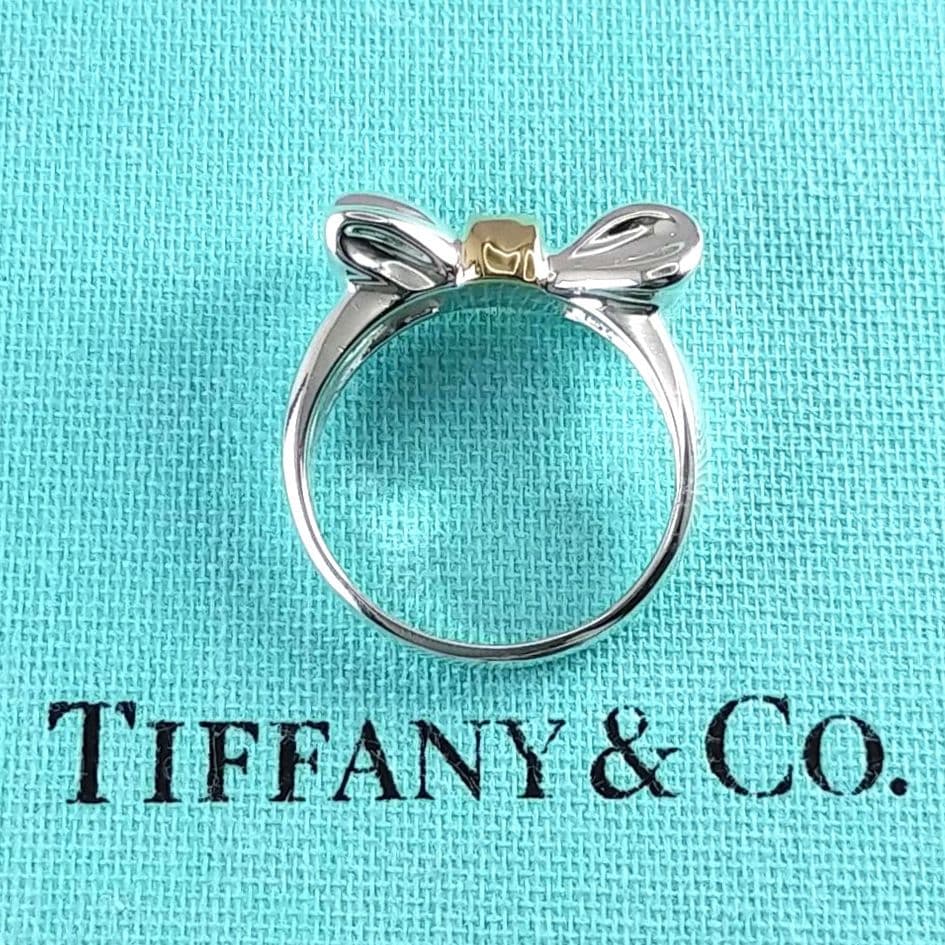 ●SALE●【ティファニー】リボン　コンビ　リング　７号　2248