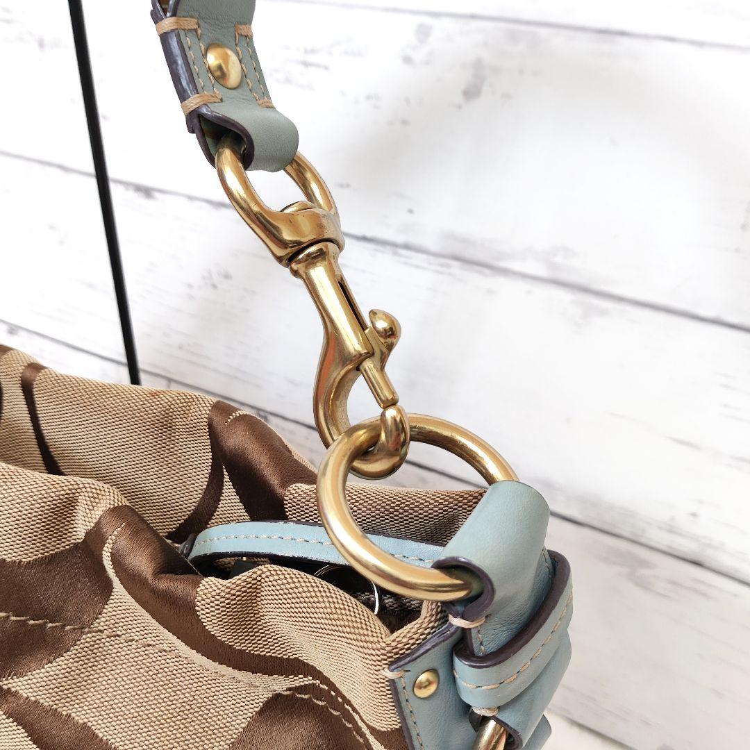 COACH シグネチャー ワンショルダーバッグ 水色 ターンロック y2k