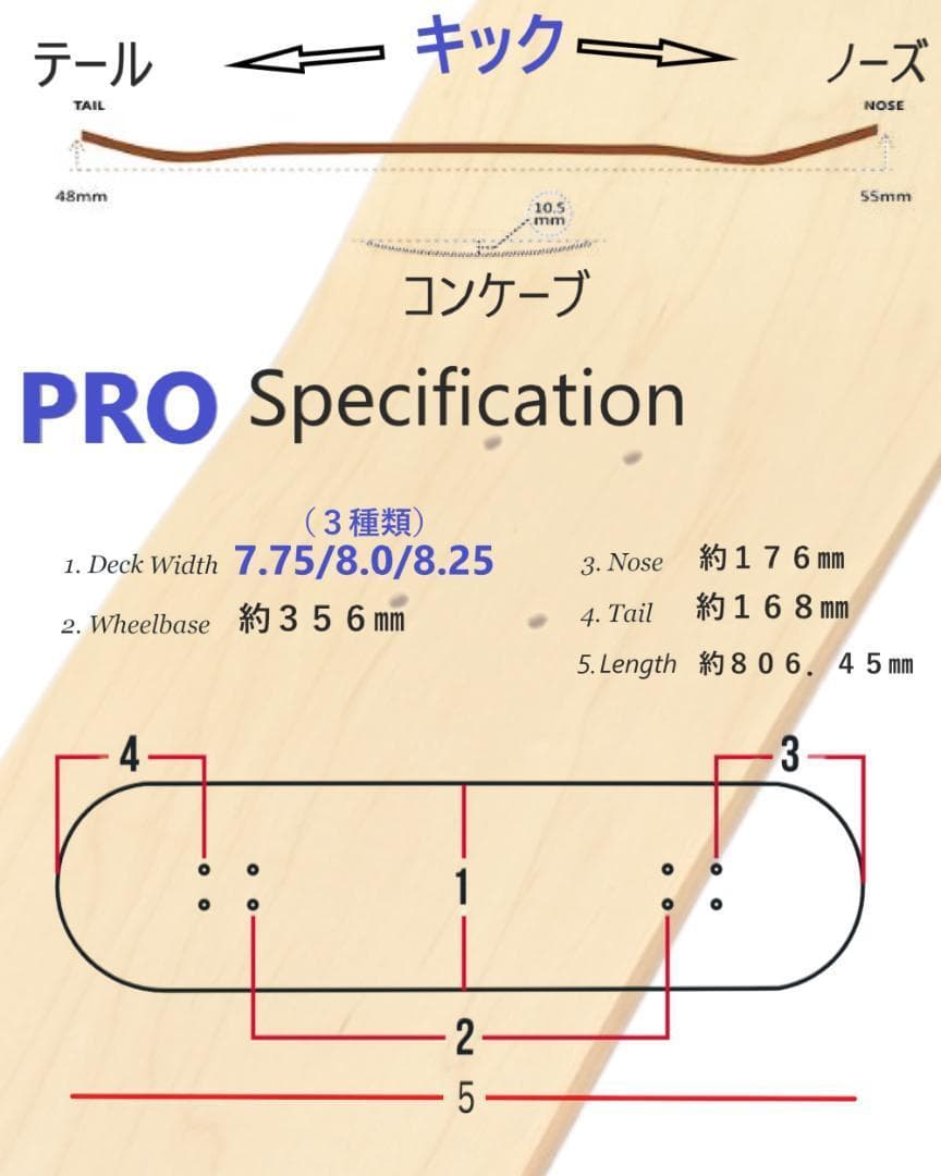 スケボー ブランク デッキ まとめ売り 3枚 カナディアンメープル デッキ