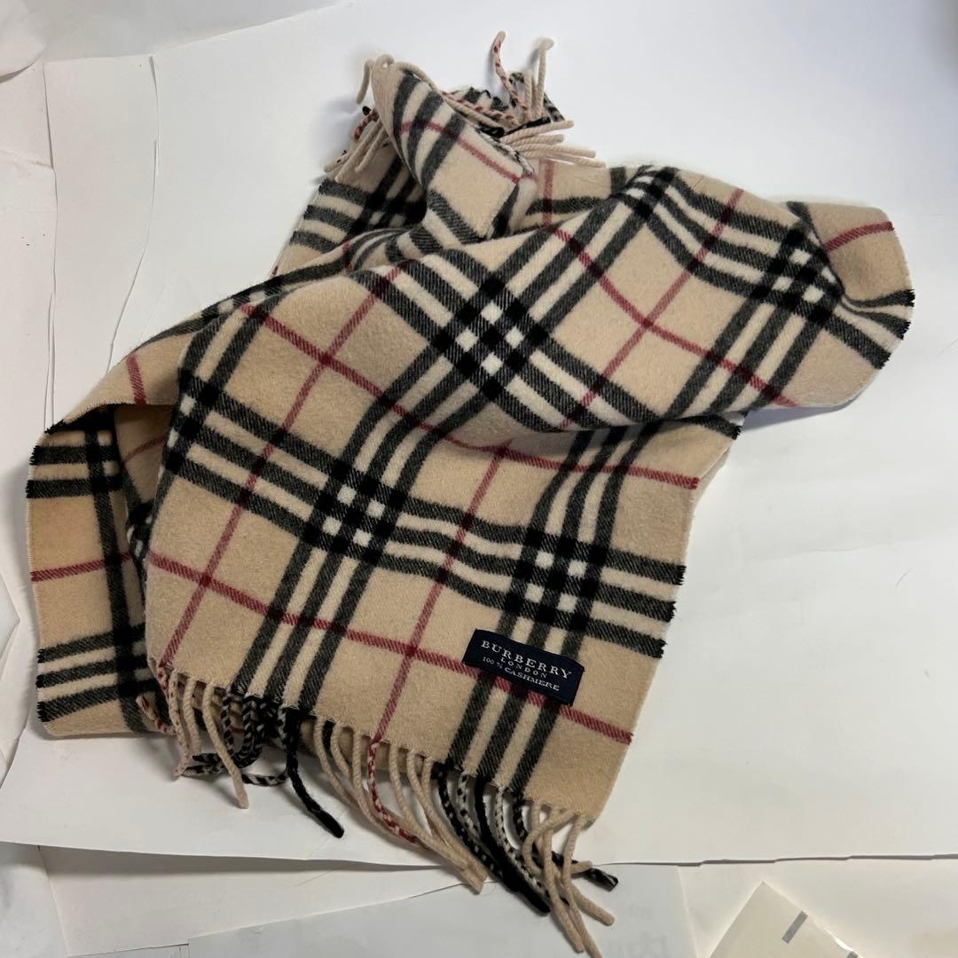 71671 BURBERRY LONDON チェック柄 カシミヤ100%マフラー - メルカリ