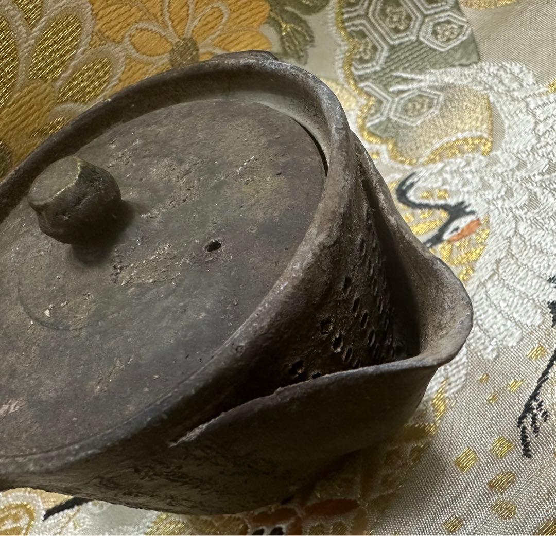 備前 宝瓶　急須 細字彫 心経 時代物　アンティーク