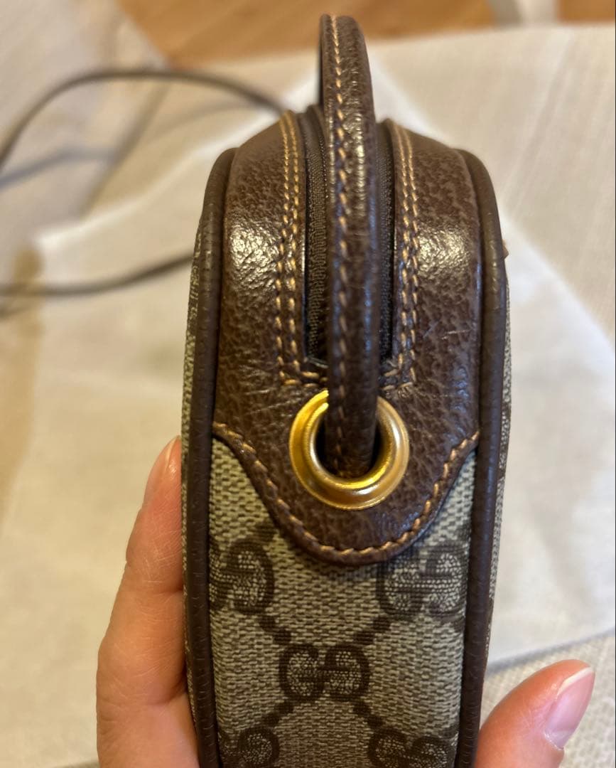 オールドグッチGGパターン シェリーライン　レザーショルダーバッグ