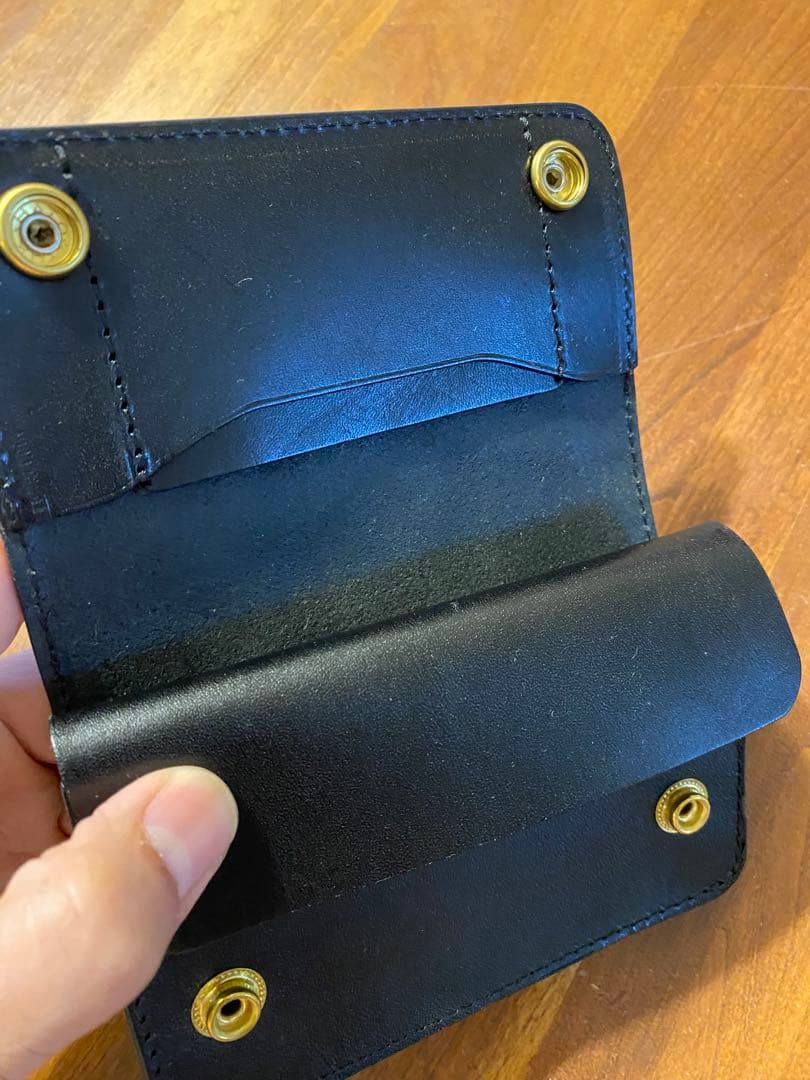 トラッカーウォレット　ミドル　三層　栃木レザー　ブラック