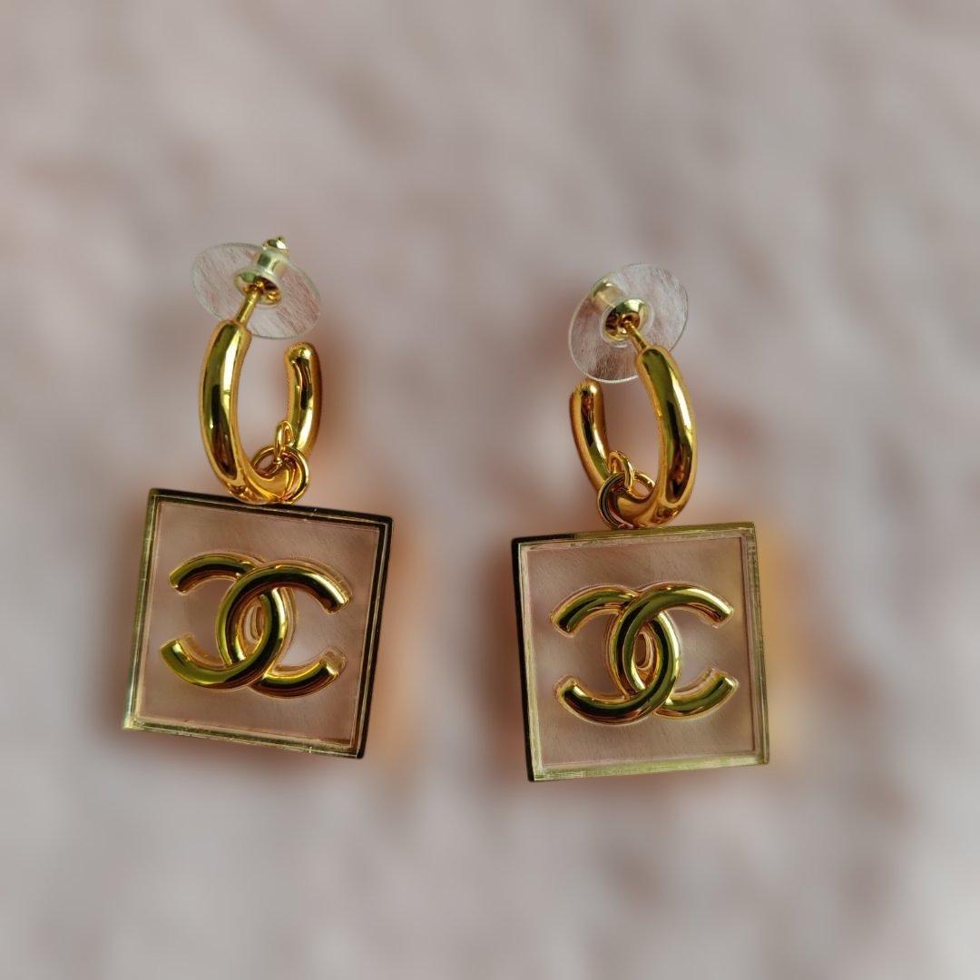 CHANEL ココマーク クリア スクエア ゴールド トランスペアレント