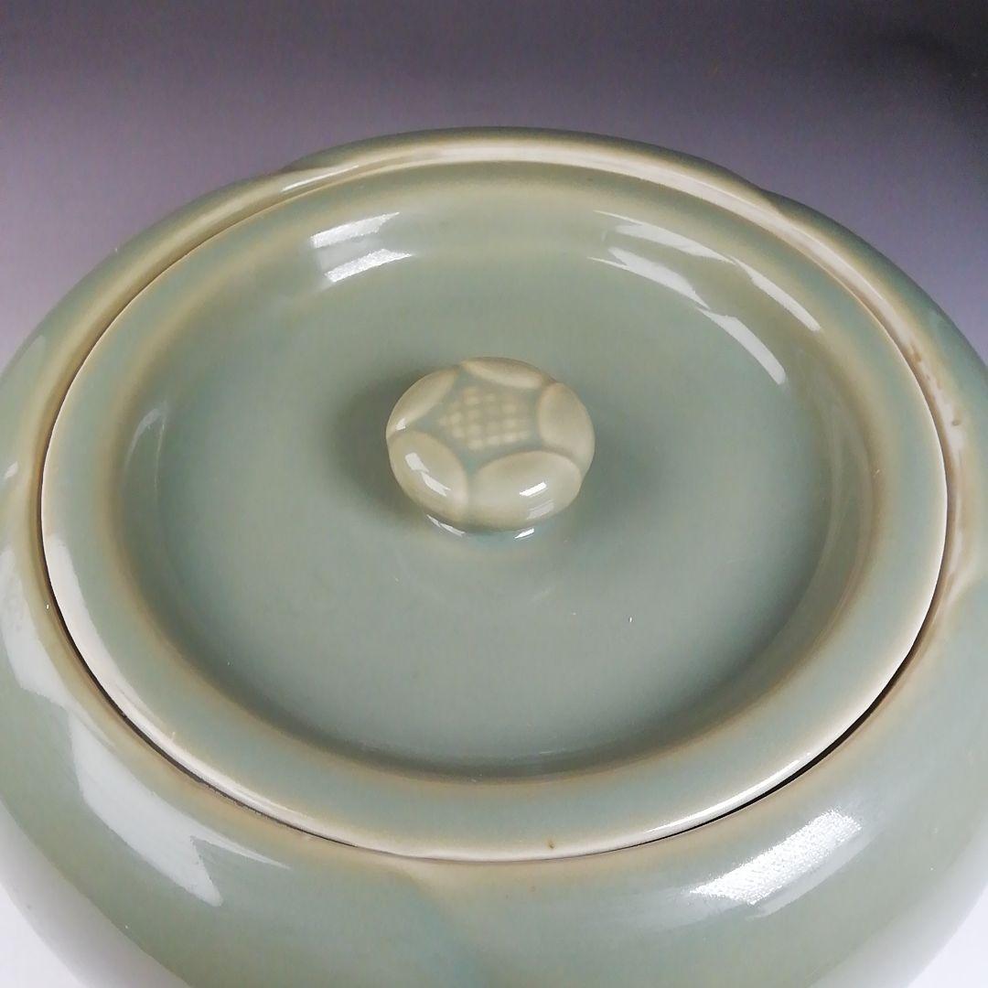 茶道具 貴山造 飛青磁 水指 捻梅水指 共箱 / 茶事 茶道具 茶道具