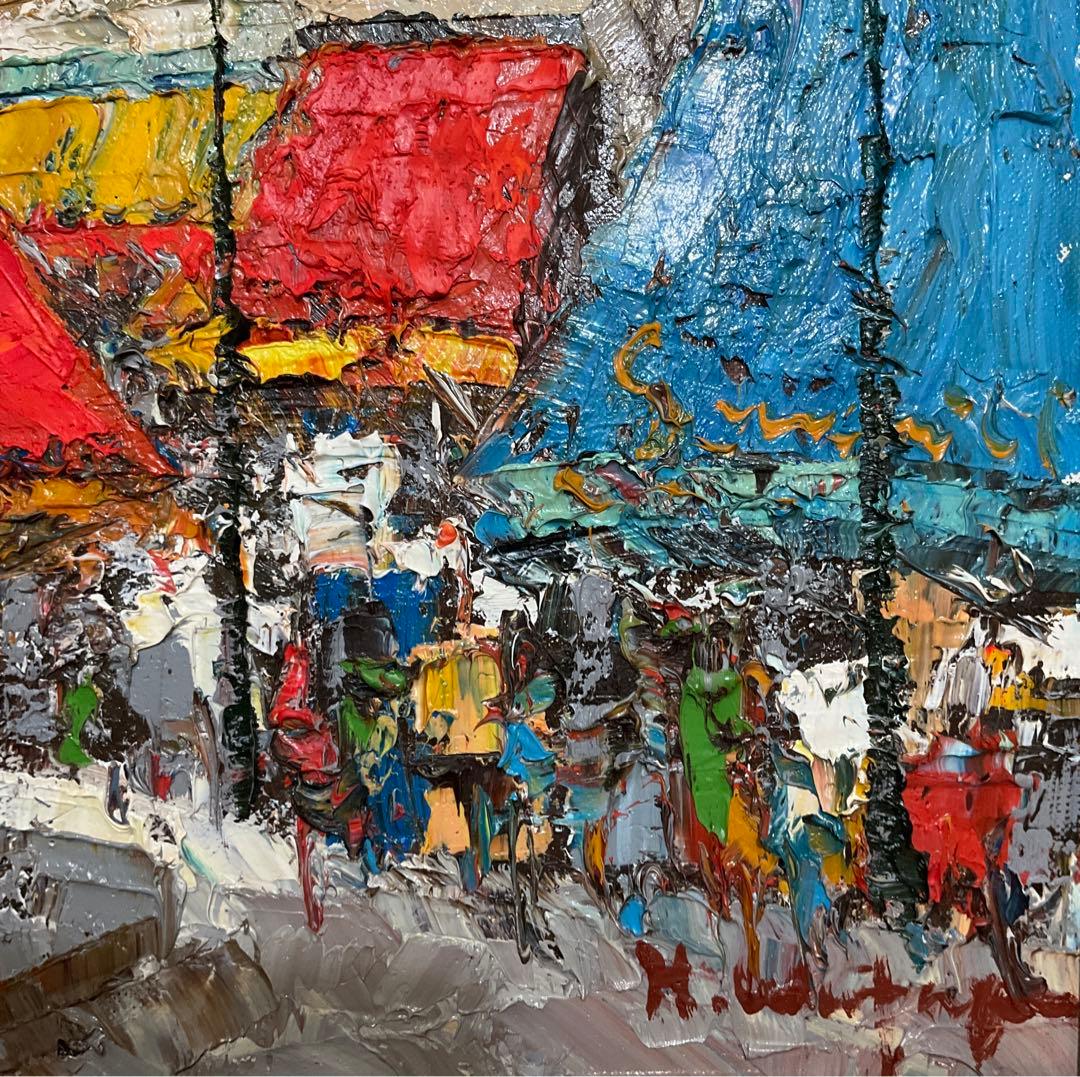 絵画・額縁・油絵・渡部 ひでき・新品未使用・パリの街角・美術品・インテリア・雑貨