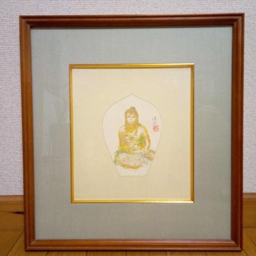 日本画　 仏像 　約25cm x 27cm