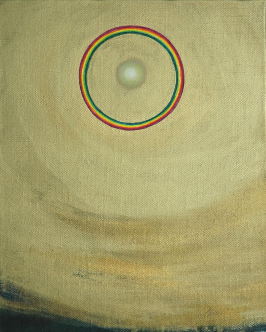 油絵 菅家令子 絵 絵画インテリア額付(青緑＋金色の枠)F3-G92023祈希望