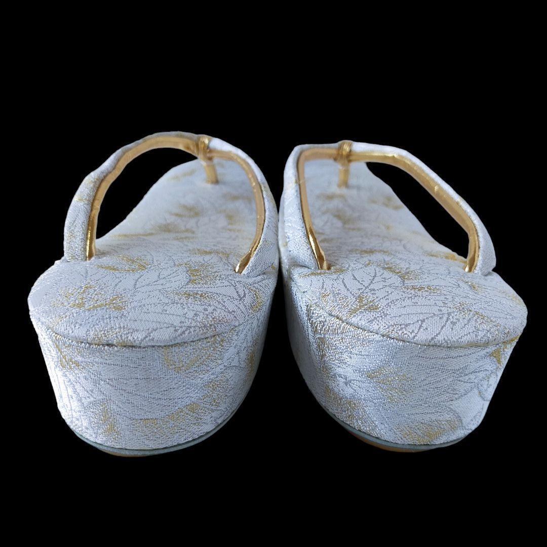 草履 バック セット ゴールド 金 白 ホワイト シルバー 葉 銀 050705