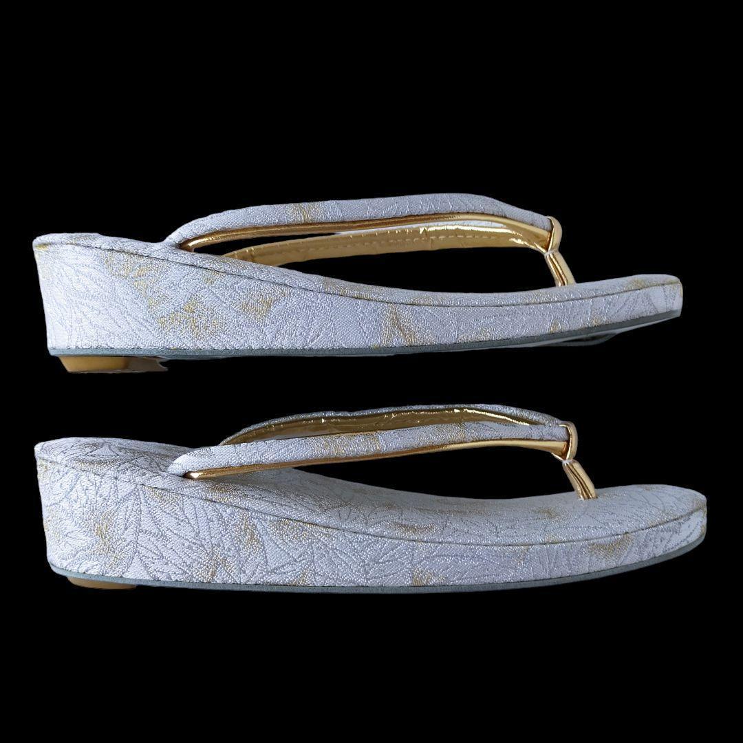 草履 バック セット ゴールド 金 白 ホワイト シルバー 葉 銀 050705