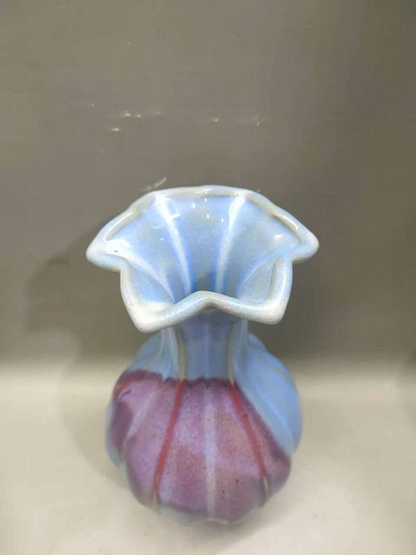 宋鈞磁瓜棱花口赏瓶 置物 陶芸 骨董品 古美術品 花瓶 逸品‼️ | 激安