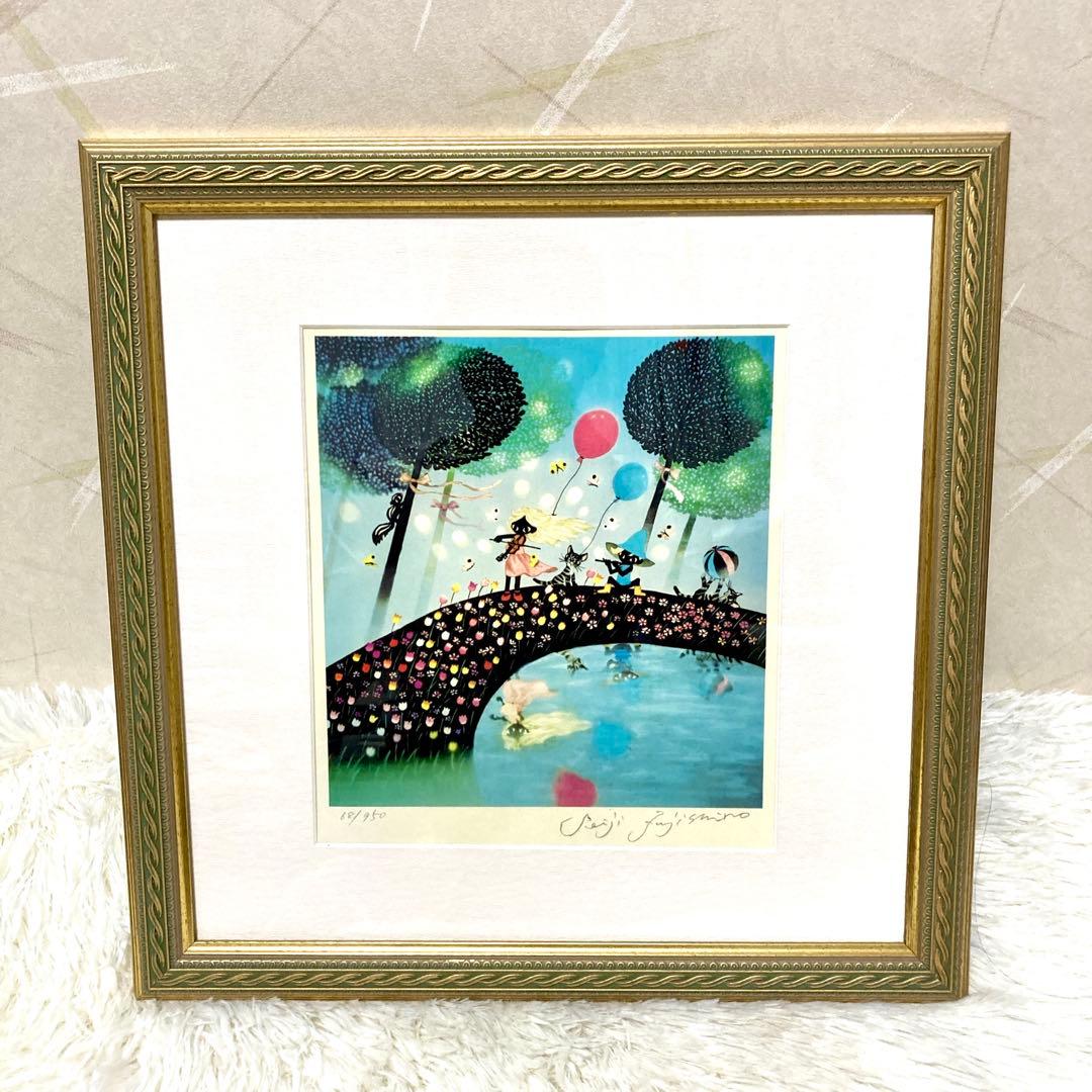 【美品✨】藤城清治「春のデュエット」レフグラフ 直筆サイン入 版画 68/950